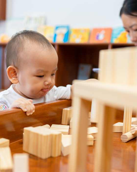 A child at work in the Bunny Class at Orange Crest Preschool